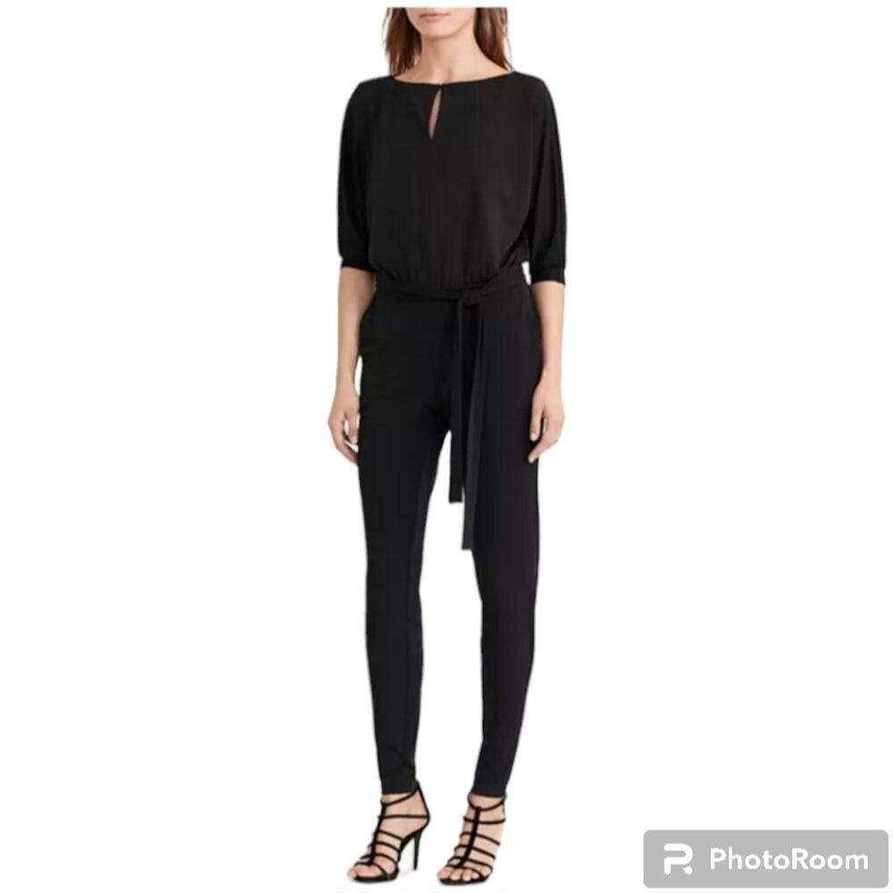 Lauren Ralph Lauren Keyhole Belted Jumpsuit In Black Womens Size Small
